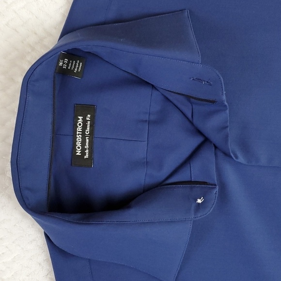 Nordstrom TechSmart Navy LongSleeve  Button Up Dress Shirt Men’s Size 16.5 32-33 - Picture 12 of 16